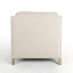 Kirkland's Home Beige Upholstered Wood Arm Accent Chair- Accent Chairs