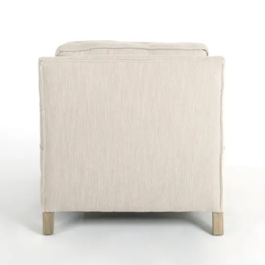 Kirkland's Home Beige Upholstered Wood Arm Accent Chair- Accent Chairs