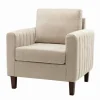 Kirkland's Home Beige Velvet Channel Stitch Accent Chair- Accent Chairs