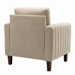 Kirkland's Home Beige Velvet Channel Stitch Accent Chair- Accent Chairs