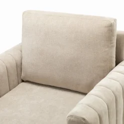 Kirkland's Home Beige Velvet Channel Stitch Accent Chair- Accent Chairs