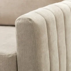 Kirkland's Home Beige Velvet Channel Stitch Accent Chair- Accent Chairs