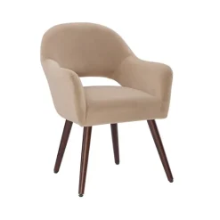 Kirkland's Home Beige Velvet Curved Open Back Dining Chair- Dining Chairs