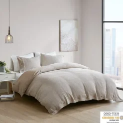 Kirkland's Home Beige Waffle Weave 3-Pc. Queen Duvet Cover Set- Duvets