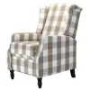 Kirkland's Home Beige Windowpane Plaid Recliner- Accent Chairs
