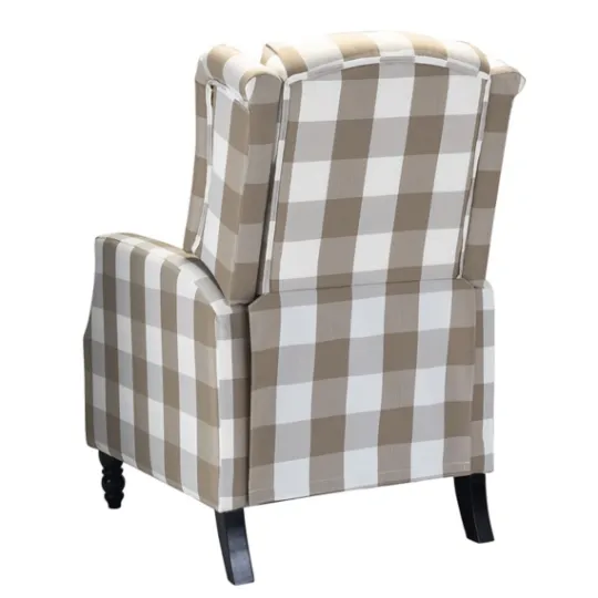 Kirkland's Home Beige Windowpane Plaid Recliner- Accent Chairs