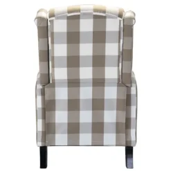 Kirkland's Home Beige Windowpane Plaid Recliner- Accent Chairs