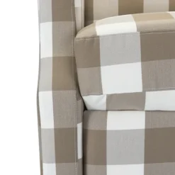 Kirkland's Home Beige Windowpane Plaid Recliner- Accent Chairs