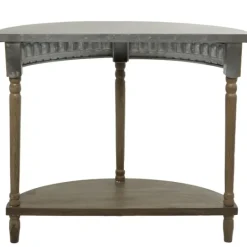 Kirkland's Home Beige Wood And Metal Half Moon Console Table- Console Tables