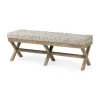 Kirkland's Home Beige Woven Leather X-Base Bench- Entryway Furniture