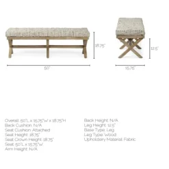 Kirkland's Home Beige Woven Leather X-Base Bench- Entryway Furniture