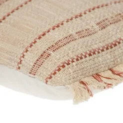 Kirkland's Home Beige Woven Red Stripes Lumbar Pillow- Pillows