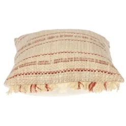 Kirkland's Home Beige Woven Red Stripes Lumbar Pillow- Pillows