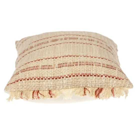 Kirkland's Home Beige Woven Red Stripes Lumbar Pillow- Pillows