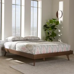 Kirkland's Home Benjamin Walnut Tapered Leg King Bed Frame- Beds & Headboards