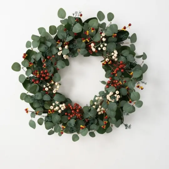 Kirkland's Home Berry Trio And Eucalyptus Christmas Wreath, 24 In.- Wreaths