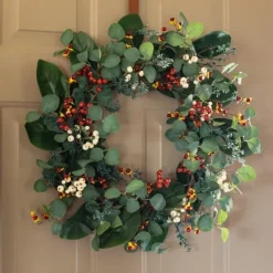 Kirkland's Home Berry Trio And Eucalyptus Christmas Wreath, 24 In.- Wreaths