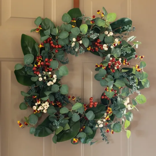 Kirkland's Home Berry Trio And Eucalyptus Christmas Wreath, 24 In.- Wreaths
