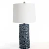 Kirkland's Home Berto Glazed Denim Floral Table Lamp- Table Lamps