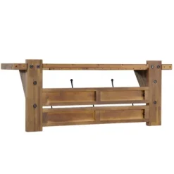 Kirkland's Home Beth Acacia Wood Wall Shelf With Hooks- Hooks