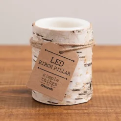 Kirkland's Home Birch Bark Led Pillar Candle, 4 In.- Flameless Candles