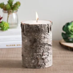 Kirkland's Home Birch Bark Pillar Candle, 6 In.- Candles