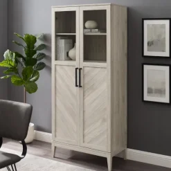 Kirkland's Home Birch Chevron Wooden Storage Cabinet- Cabinets & Sideboards