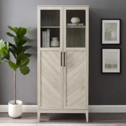 Kirkland's Home Birch Chevron Wooden Storage Cabinet- Cabinets & Sideboards