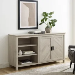 Kirkland's Home Birch 2-Door Chevron Cabinet- Cabinets & Sideboards