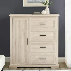 Kirkland's Home Birch Grooved 4-Drawer Dresser With Wardrobe- Dressers & Chests