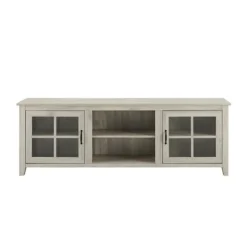 Kirkland's Home Birch Wood And Glass Door Tv Stand- Tv Stands & Media Consoles