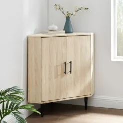Kirkland's Home Birch Wood Finish Corner Cabinet- Cabinets & Sideboards