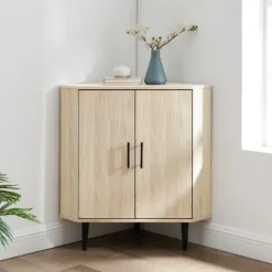 Kirkland's Home Birch Wood Finish Corner Cabinet- Cabinets & Sideboards
