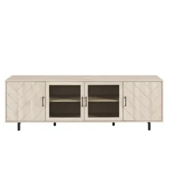 Kirkland's Home Birch Wood Herringbone 4-Door Tv Stand- Tv Stands & Media Consoles