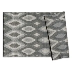 Kirkland's Home Black & Gray Diamond Stripe Outdoor Area Rug, 4X6- Outdoor Rugs