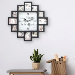 Kirkland's Home Black 12 Photo Frame Collage Clock- Clocks