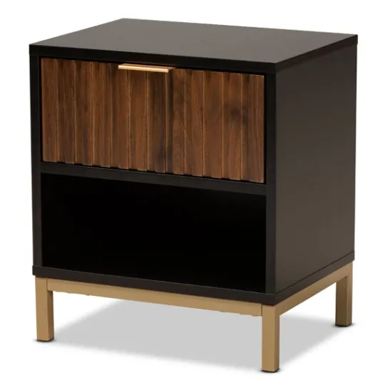 Kirkland's Home Black And Brown Single Drawer Nightstand- Nightstands