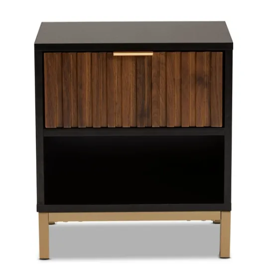 Kirkland's Home Black And Brown Single Drawer Nightstand- Nightstands