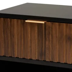Kirkland's Home Black And Brown Single Drawer Nightstand- Nightstands