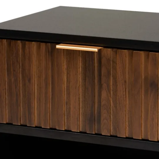 Kirkland's Home Black And Brown Single Drawer Nightstand- Nightstands