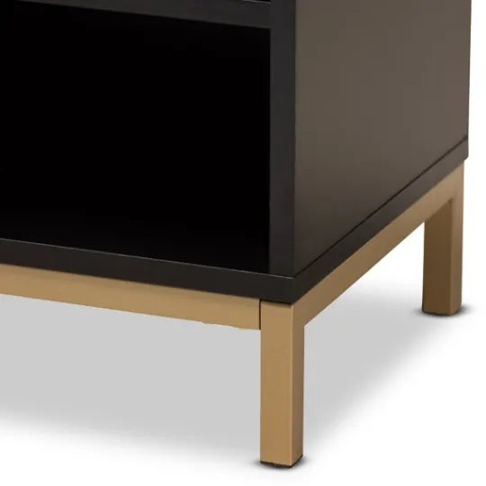 Kirkland's Home Black And Brown Single Drawer Nightstand- Nightstands