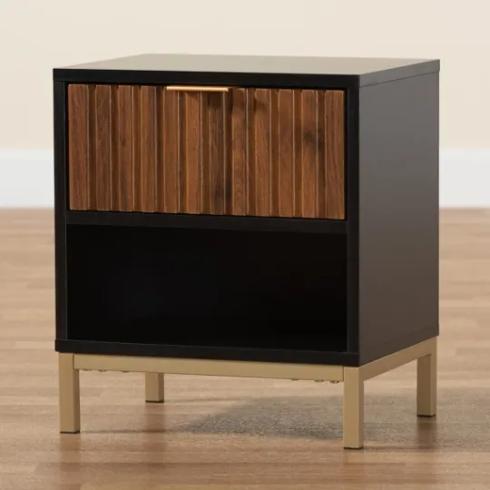 Kirkland's Home Black And Brown Single Drawer Nightstand- Nightstands