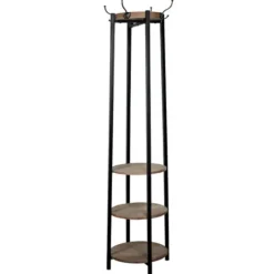 Kirkland's Home Black And Brown Wood And Metal Shelf Coat Rack- Entryway Furniture