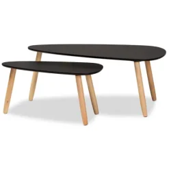 Kirkland's Home Black And Brown Wood Coffee Tables, Set Of 2- Coffee Tables