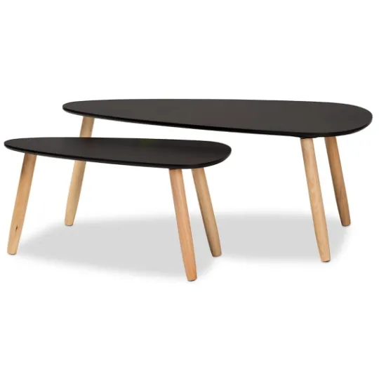 Kirkland's Home Black And Brown Wood Coffee Tables, Set Of 2- Coffee Tables