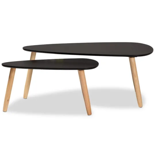 Kirkland's Home Black And Brown Wood Coffee Tables, Set Of 2- Coffee Tables