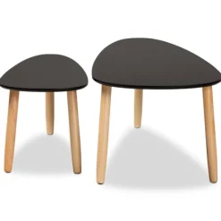 Kirkland's Home Black And Brown Wood Coffee Tables, Set Of 2- Coffee Tables