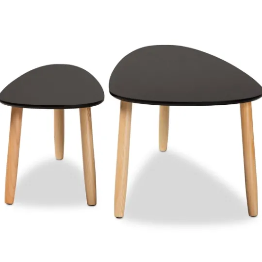 Kirkland's Home Black And Brown Wood Coffee Tables, Set Of 2- Coffee Tables