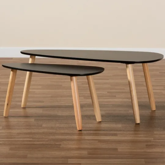 Kirkland's Home Black And Brown Wood Coffee Tables, Set Of 2- Coffee Tables