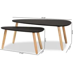 Kirkland's Home Black And Brown Wood Coffee Tables, Set Of 2- Coffee Tables